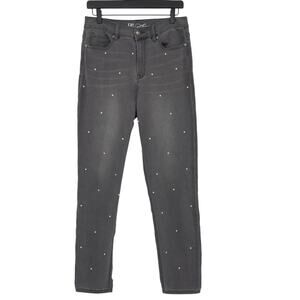 DG2 Diane Gilman Virtual Stretch Scattered Pearl Girlfriend Jeans Gray Tall 10T